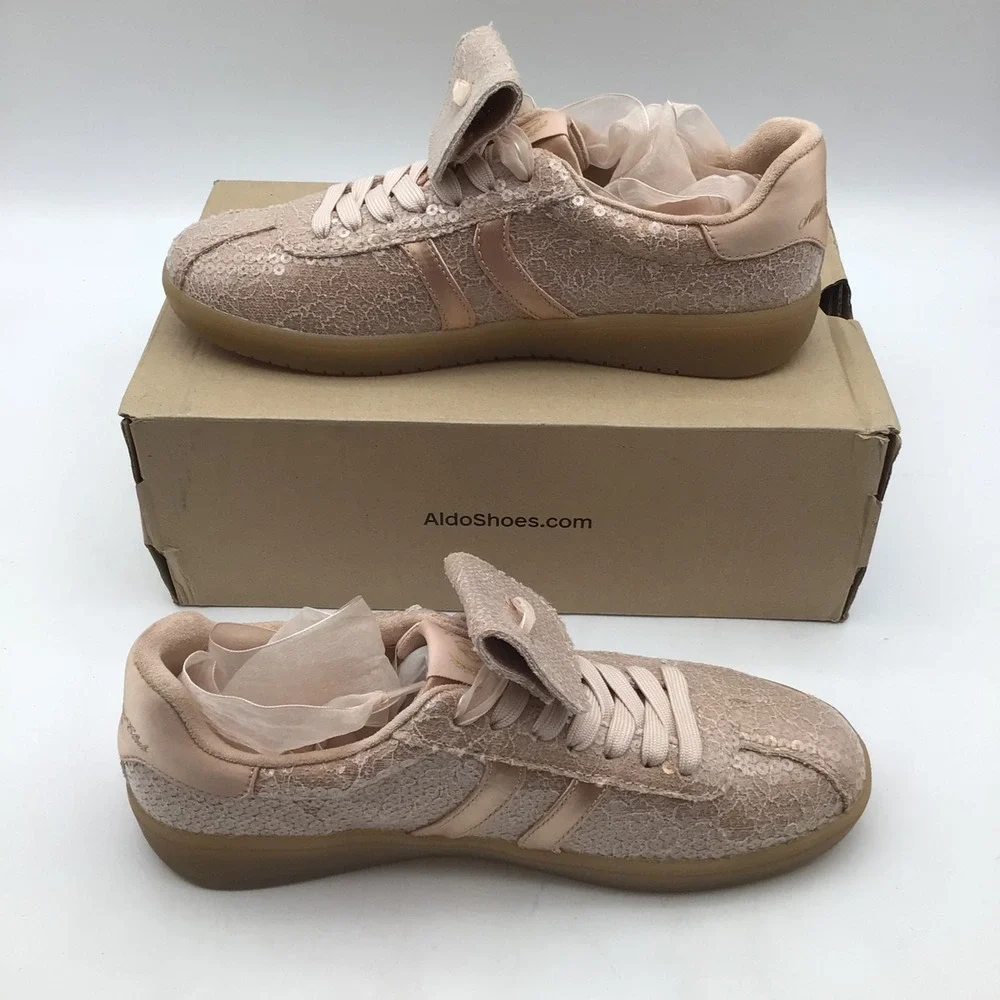 ALDO‎ ITSneaker Sport Club Women Lace Sequin Sneakers Rose Gold Size 9 NEW
